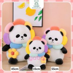 Gấu Bông Gấu Trúc Đeo Túi Hoa, Panda Mặt Hoa Siêu Cute. 3 Gấu Bông Gấu Trúc Đeo Túi Hoa, Panda Mặt Hoa Siêu Cute.