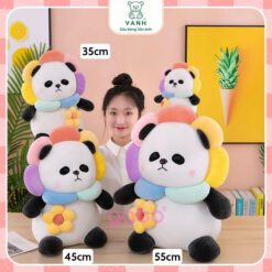Gấu Bông Gấu Trúc Đeo Túi Hoa, Panda Mặt Hoa Siêu Cute. 2 Gấu Bông Gấu Trúc Đeo Túi Hoa, Panda Mặt Hoa Siêu Cute.