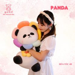 Gấu Bông Gấu Trúc Đeo Túi Hoa, Panda Mặt Hoa Siêu Cute.