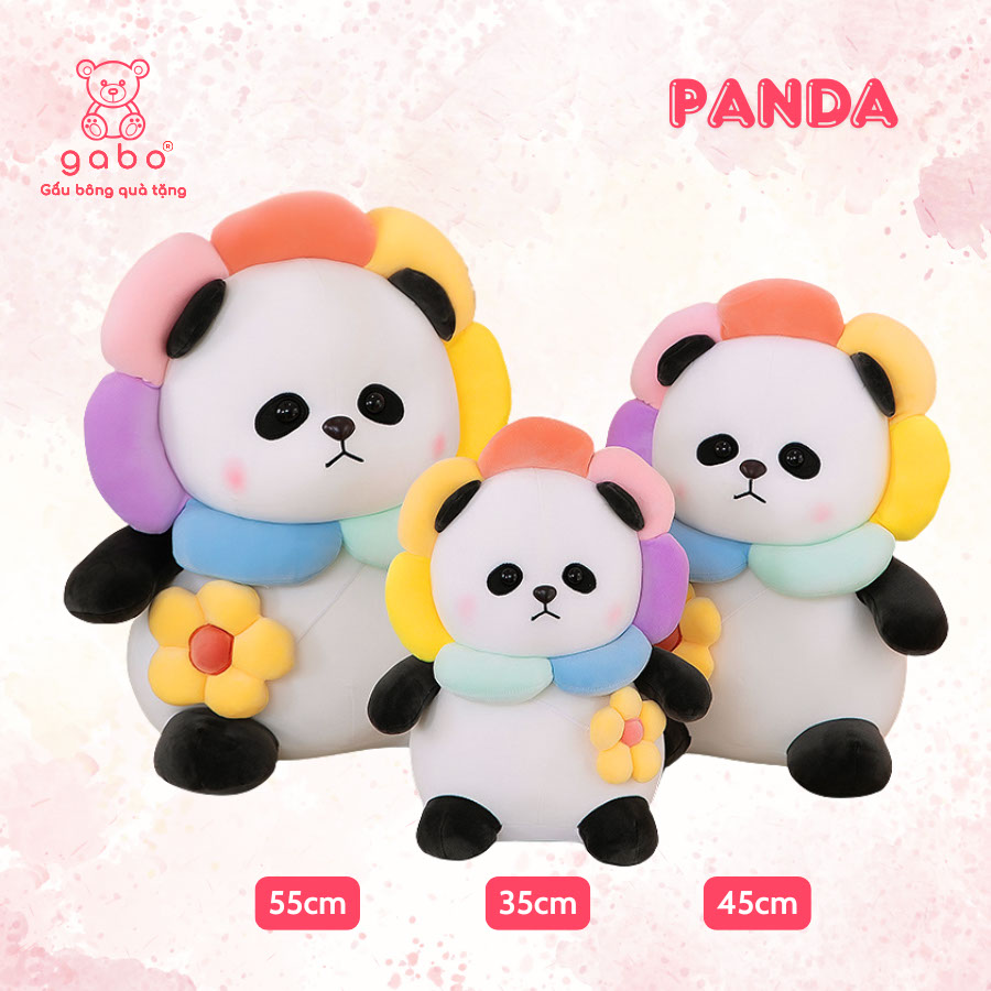 Gấu Bông Gấu Trúc Đeo Túi Hoa, Panda Mặt Hoa Siêu Cute.