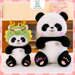 Gấu Bông Gấu Trúc Mũ Rồng, Panda Cosplay Rồng 3 Gấu Bông Gấu Trúc Mũ Rồng, Panda Cosplay Rồng