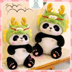 Gấu Bông Gấu Trúc Mũ Rồng, Panda Cosplay Rồng 2 Gấu Bông Gấu Trúc Mũ Rồng, Panda Cosplay Rồng
