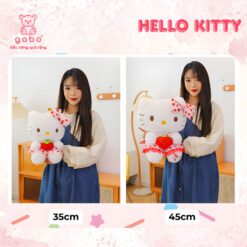 Gấu Bông Hello Kitty Ôm Dâu, Mèo Kitty Váy chấm Bi Ôm Dâu