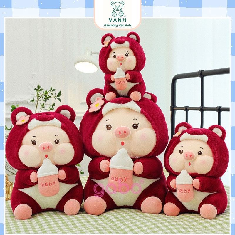 Xưởng sản xuất kinh doanh thú bông quà tặng Quảng Châu cao cấp Gấu Bông Heo Cosplay Gấu Dâu Cầm Bình Sữa