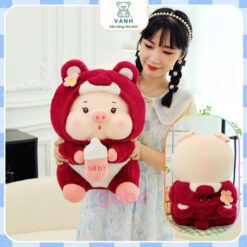Gấu Bông Heo Cosplay Gấu Dâu Cầm Bình Sữa 5 Gấu Bông Heo Cosplay Gấu Dâu Cầm Bình Sữa