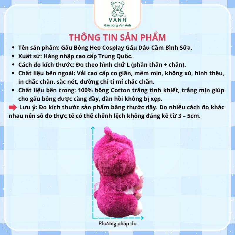 Xưởng sản xuất kinh doanh thú bông quà tặng Quảng Châu cao cấp Gấu Bông Heo Cosplay Gấu Dâu Cầm Bình Sữa