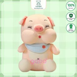 Gấu Bông Heo Mặc Yếm Mắt Hí, Siêu Mềm Mịn, gấu bông heo