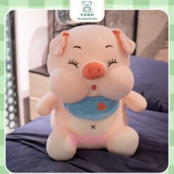 Gấu Bông Heo Mặc Yếm Mắt Hí, Siêu Mềm Mịn, gấu bông heo