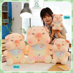 Gấu Bông Heo Mặc Yếm Mắt Hí, Siêu Mềm Mịn, gấu bông heo