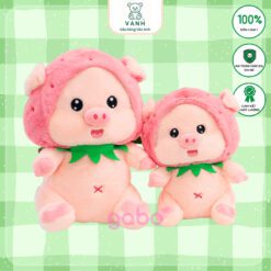 Gấu bông heo Lulu Mũ Dâu Màu Hồng Cute Quà tặng ý nghĩa