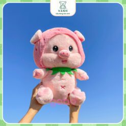 Gấu bông heo Lulu Mũ Dâu Màu Hồng Cute Quà tặng ý nghĩa