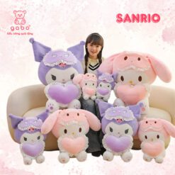 Gấu bông Kuromi Ôm Tim, Melody Ôm Tim Kèm Bịt Mắt Búp Bê