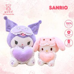 Gấu bông Kuromi Ôm Tim, Melody Ôm Tim Kèm Bịt Mắt Búp Bê