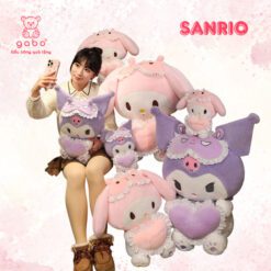 Gấu bông Kuromi Ôm Tim, Melody Ôm Tim Kèm Bịt Mắt Búp Bê