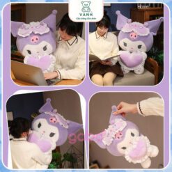 Gấu bông Kuromi Ôm Tim, Melody Ôm Tim Kèm Bịt Mắt Búp Bê 1 kuromi ôm tim