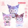 Gấu Bông Kuromi Thêu Hoa Tím, Kuromi Cổ Ren Lông Mịn K3T3