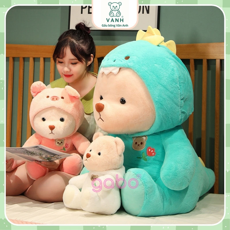 Xưởng sản xuất kinh doanh thú bông quà tặng Quảng Châu cao cấp Gấu Bông Lena Cosplay Mũ Khủng Long, Lena Thỏ