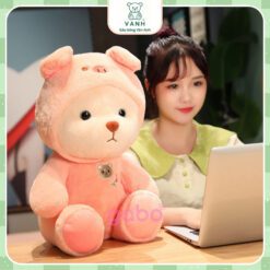 Gấu Bông Lena Cosplay Mũ Khủng Long, Lena Thỏ 3 Gấu Bông Lena Cosplay Mũ Khủng Long, Lena Thỏ