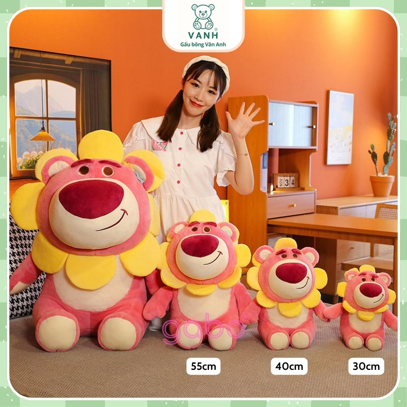 Xưởng sản xuất kinh doanh thú bông quà tặng Quảng Châu cao cấp Gấu Bông Gấu Dâu Mặt Trời, Gấu Dâu Mặt Hoa Ngồi