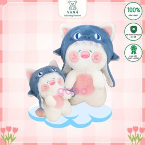 Gấu Bông Mèo Du Du Mũ Cá Mập - Mèo Đầu Cá Đội Nón, Gấu Bông Mèo Cao Cấp – Quà Tặng Đáng Mua Cho Bạn Gái