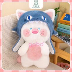 Gấu Bông Mèo Du Du Mũ Cá Mập - Mèo Đầu Cá Đội Nón 1 Gấu Bông Mèo Du Du Mũ Cá Mập - Mèo Đầu Cá Đội Nón