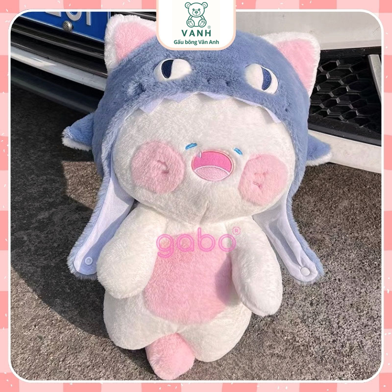 Xưởng sản xuất kinh doanh thú bông quà tặng Quảng Châu cao cấp Gấu Bông Mèo Du Du Mũ Cá Mập - Mèo Đầu Cá Đội Nón