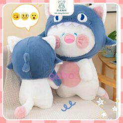 Gấu Bông Mèo Du Du Mũ Cá Mập - Mèo Đầu Cá Đội Nón 3 Gấu Bông Mèo Du Du Mũ Cá Mập - Mèo Đầu Cá Đội Nón