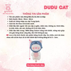 Gấu Bông Mèo Du Du Mũ Cá Mập - Mèo Đầu Cá Đội Nón