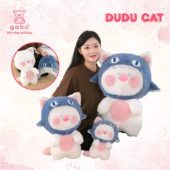 Gấu Bông Mèo Du Du Mũ Cá Mập - Mèo Đầu Cá Đội Nón