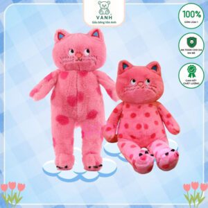 Gấu Bông Mèo Hồng Mặt Quạo Giận Dỗi - Mèo Hồng Mắt Liếc, Gấu Bông Hình Mèo – Quà Tặng Đáng Yêu Cho Người Thân