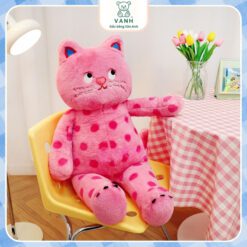 Gấu Bông Mèo Hồng Mặt Quạo Giận Dỗi - Mèo Hồng Mắt Liếc