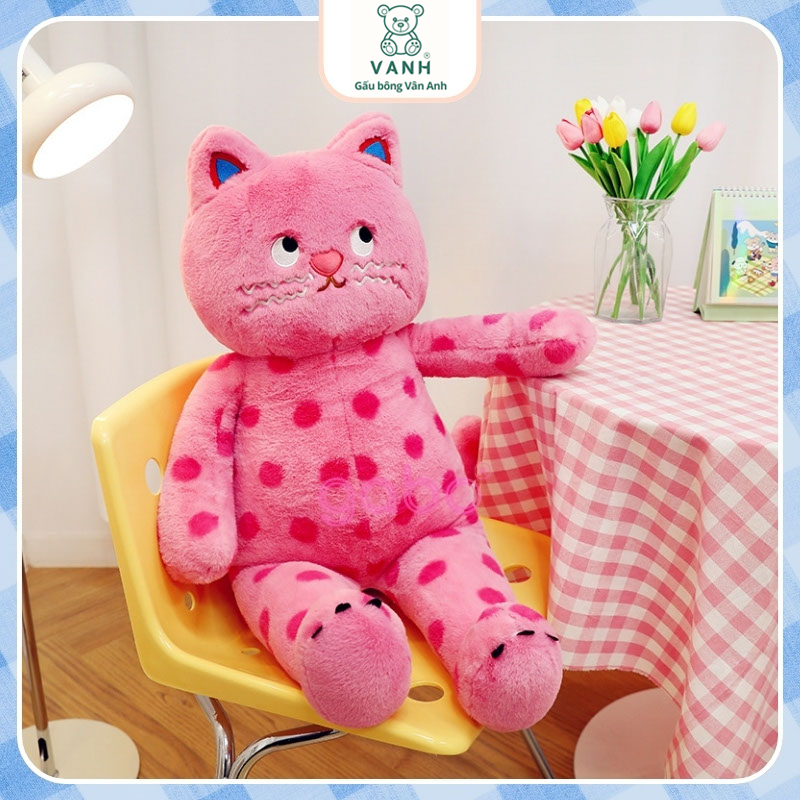 Gấu Bông Mèo Hồng Mặt Quạo Giận Dỗi - Mèo Hồng Mắt Liếc