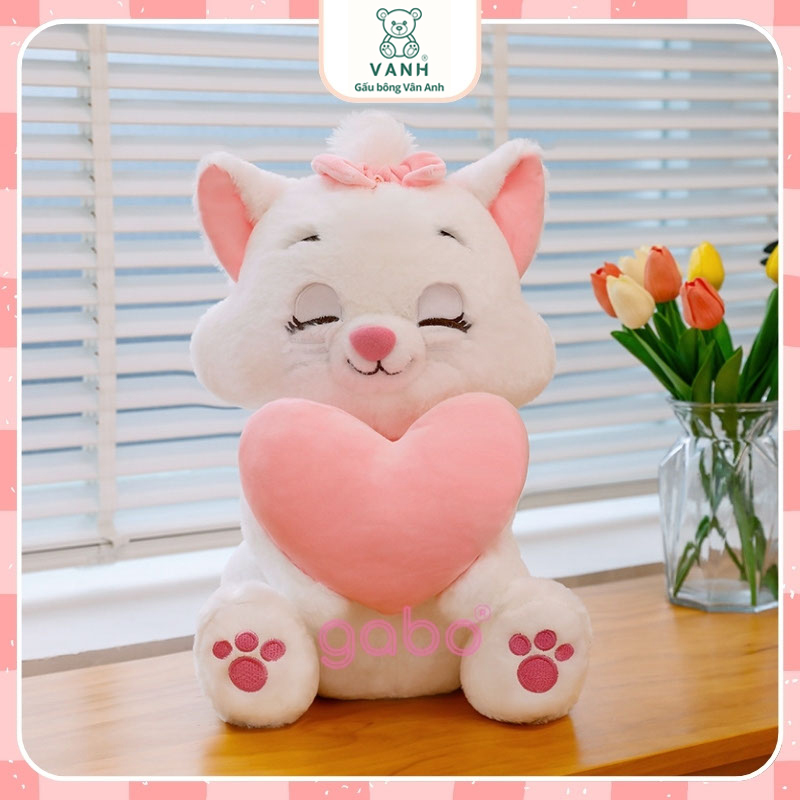 Xưởng sản xuất kinh doanh thú bông quà tặng Quảng Châu cao cấp Gấu Bông Mèo Marie Cat Ôm Tim Siêu Đáng Yêu