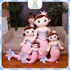 Gấu Bông Nàng Tiên Cá Tóc Nâu, Tiên Cá Vương Miện Cầu Vồng