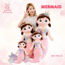 Gấu Bông Tiên Cá Tóc Nâu, Tiên Cá Vương Miện Cầu Vồng