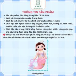 Gấu Bông Nàng Tiên Cá Tóc Nâu, Tiên Cá Vương Miện Cầu Vồng