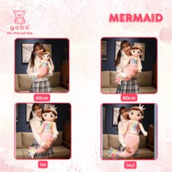 Gấu Bông Tiên Cá Tóc Nâu, Tiên Cá Vương Miện Cầu Vồng