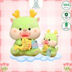 Gấu Bông Rồng Xanh Cầm Cá Rồng Con Vô Tri Siêu Cute