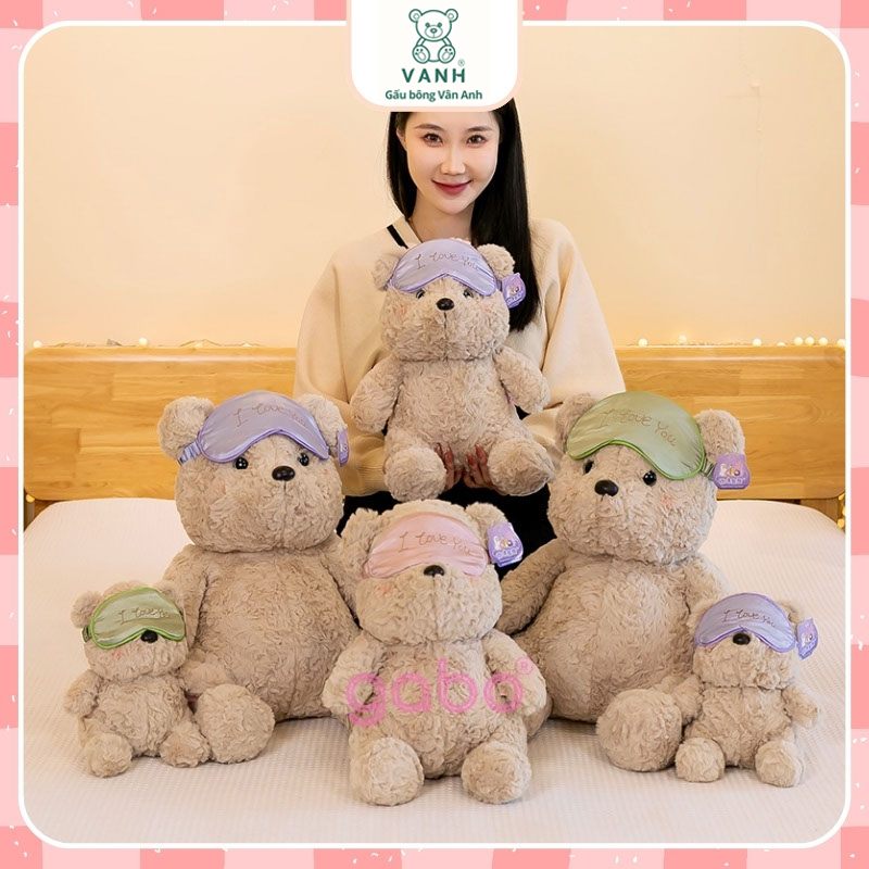 Xưởng sản xuất kinh doanh thú bông quà tặng Quảng Châu cao cấp Gấu Bông Teddy Ngồi Bịt Mắt Iloveyou Băng Đô CóThể Tháo Rời