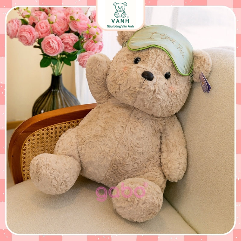Xưởng sản xuất kinh doanh thú bông quà tặng Quảng Châu cao cấp Gấu Bông Teddy Ngồi Bịt Mắt Iloveyou Băng Đô CóThể Tháo Rời