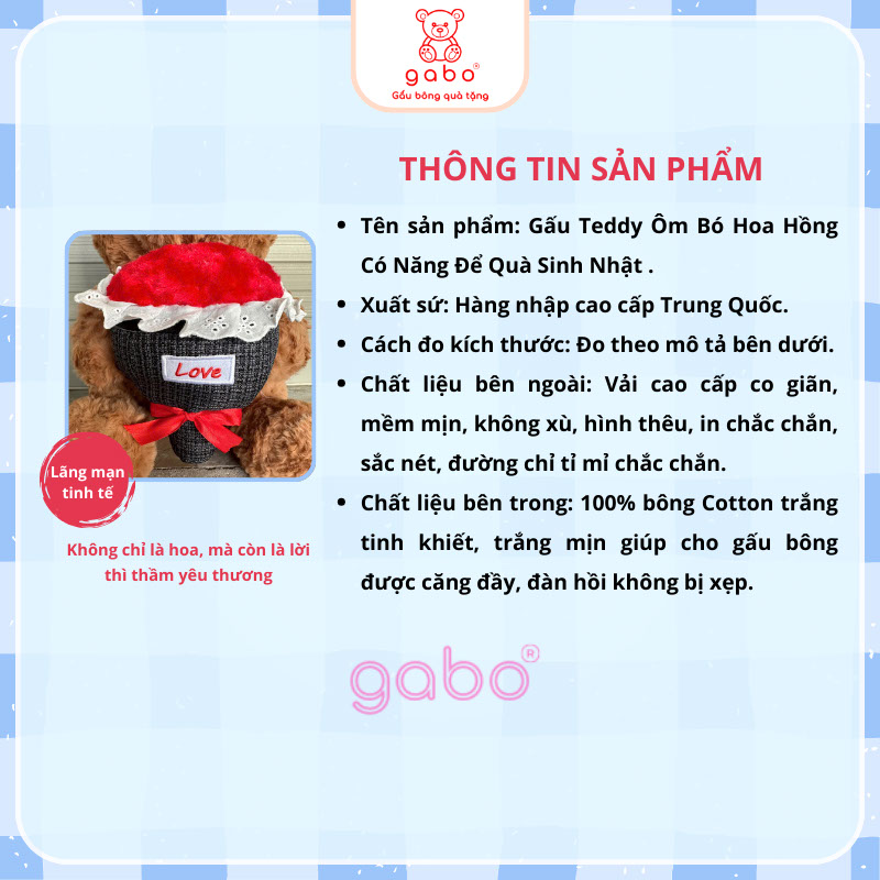 Xưởng sản xuất kinh doanh thú bông quà tặng Quảng Châu cao cấp Gấu Teddy Ôm Hoa Hồng Có Ngăn Đựng Quà – Quà Sinh Nhật, Valentine, Kỷ Niệm