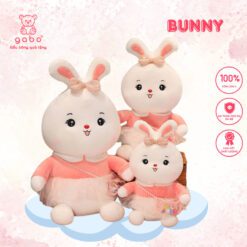 Gấu Bông Thỏ Trắng Đeo Túi Sắc Màu