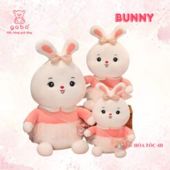 Gấu Bông Thỏ Trắng Đeo Túi Sắc Màu