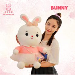 Gấu Bông Thỏ Trắng Đeo Túi Sắc Màu