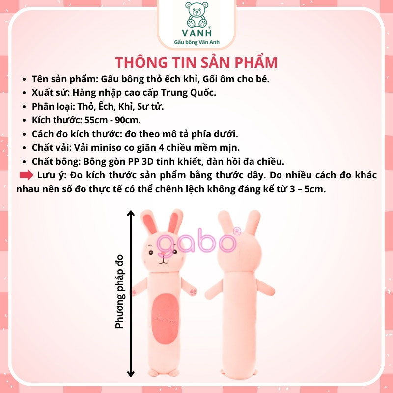 Gấu Nhồi Bông Thỏ Ếch Khỉ, Gối Ôm Cho Bé, Gối Ôm Thỏ Ếch Khỉ