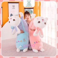 Gấu Bông Thỏ Nằm Áo Sọc - Gối Ôm Thỏ Đáng Yêu 6 Gấu Bông Thỏ Nằm Áo Sọc - Gối Ôm Thỏ Đáng Yêu