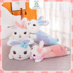 Gấu Bông Thỏ Nằm Áo Sọc - Gối Ôm Thỏ Đáng Yêu 4 Gấu Bông Thỏ Nằm Áo Sọc - Gối Ôm Thỏ Đáng Yêu