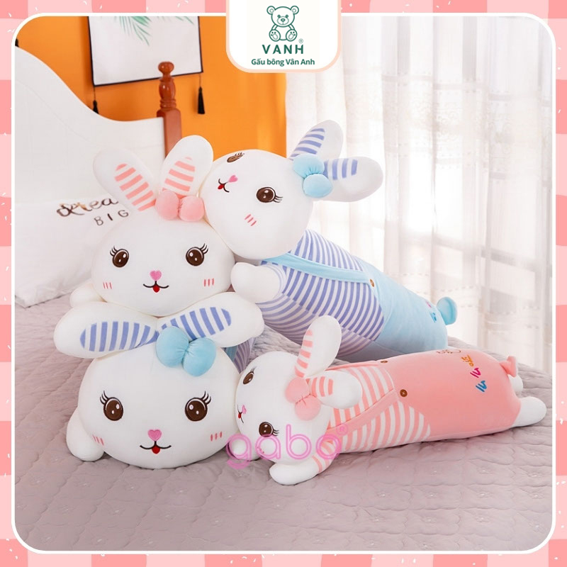 Gấu Bông Thỏ Nằm Áo Sọc - Gối Ôm Thỏ Đáng Yêu 11 tho nam ao soc 5
