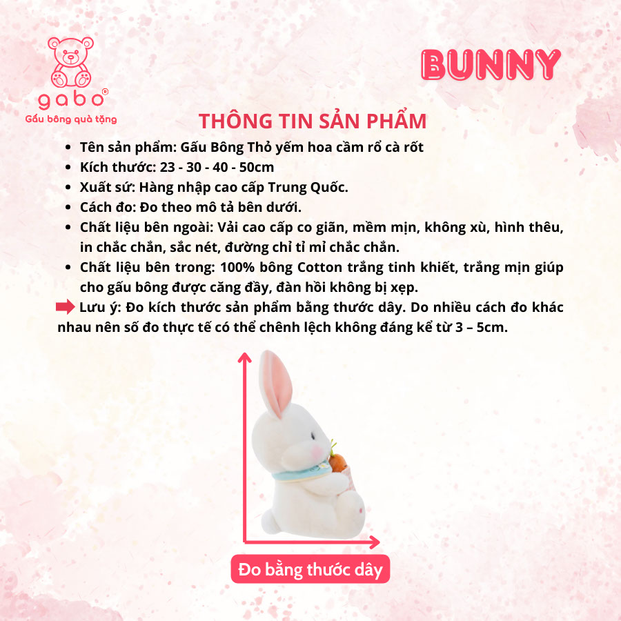 Gấu Bông Thỏ Yếm Hoa Cầm Rổ Cà Rốt Gấu Bông Thỏ Yếm Hoa Cầm Rổ Cà Rốt