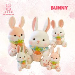 Gấu Bông Thỏ Yếm Hoa Cầm Rổ Cà Rốt 1 Gấu Bông Thỏ Yếm Hoa Cầm Rổ Cà Rốt